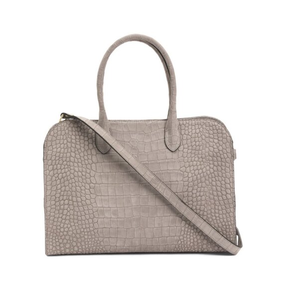 CLAUDIA multi Made In Italy Leather Croc Embossed Solid Bag